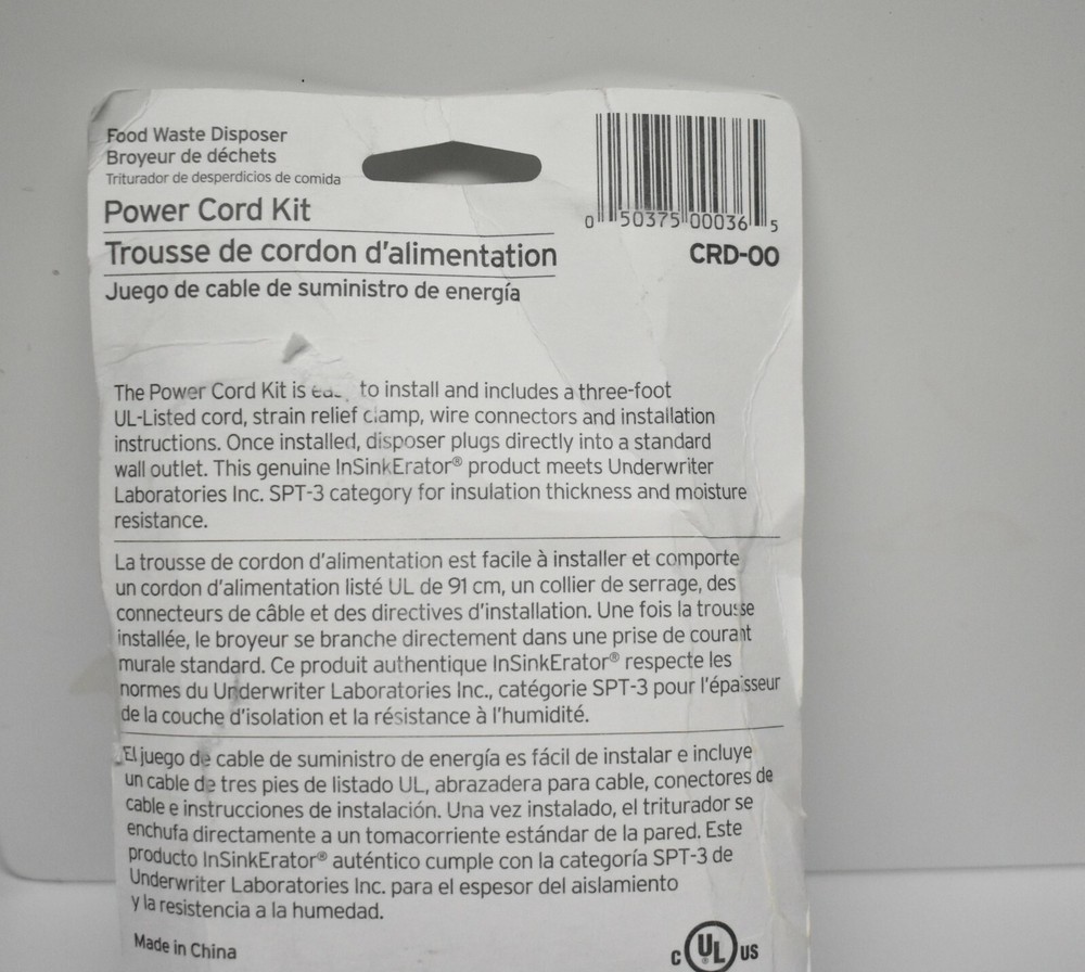 InSinkErator CRD-00 Power Cord Kit