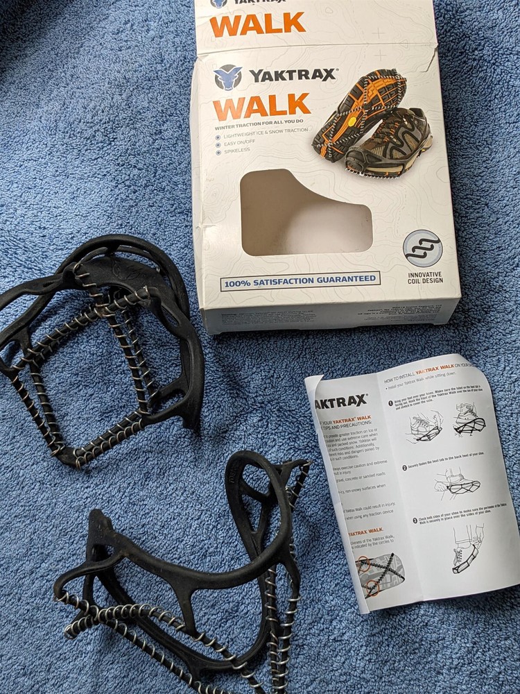 Medium Yaktrax WALK Traction Device Black Winter Snow Ice One Pair