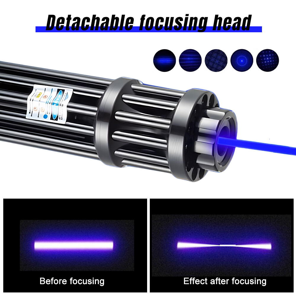 High Power Adjustable Blue Burning Laser Pointer Visible Dot Torch Light 5 Heads