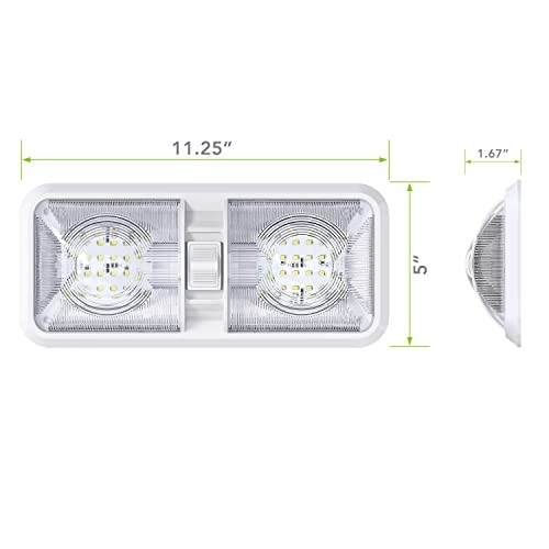5 Pack RV LED Ceiling Double Dome Light Fixture with ON/Off Switch Interior