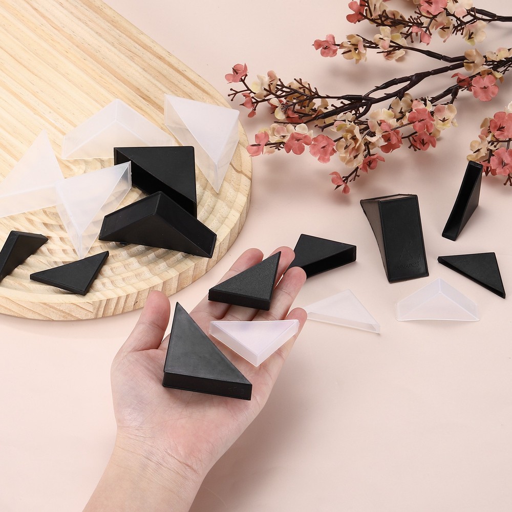 30Pcs 0.39x2in Plastic Rounded Corner Triangle Glass Corner Protector, Black
