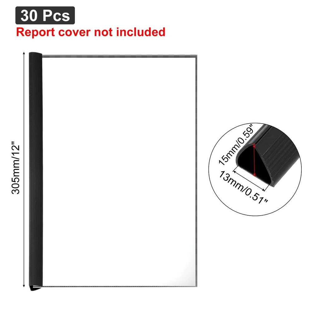 30Pcs 13x15mm Binding Bars, 120 Sheets Capacity, Black