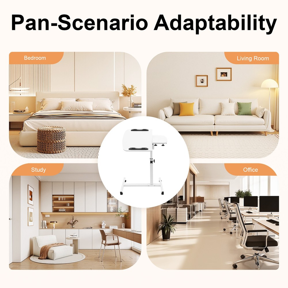 Office Laptop Desk Rolling Table Computer Mobile Stand Adjustable Portable NEW
