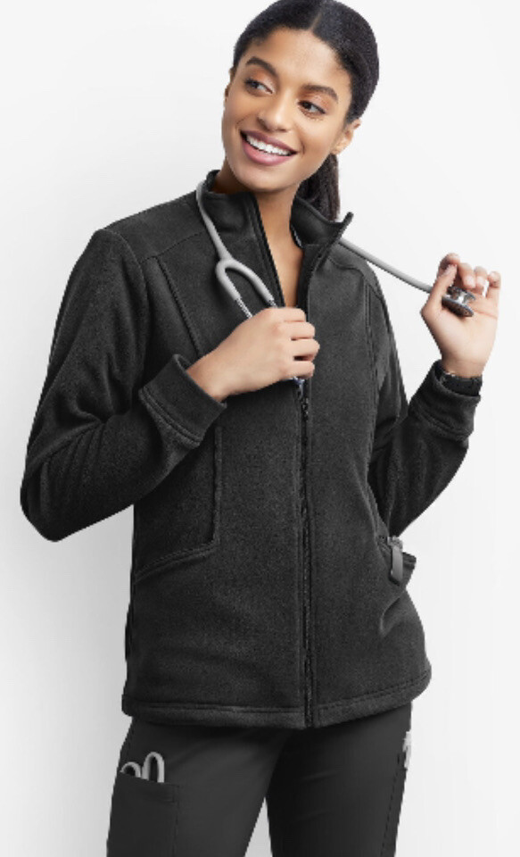 UA Butter Soft Stretch Scrub Fleece Jacker 2X Black 2 Pockets Zip Front