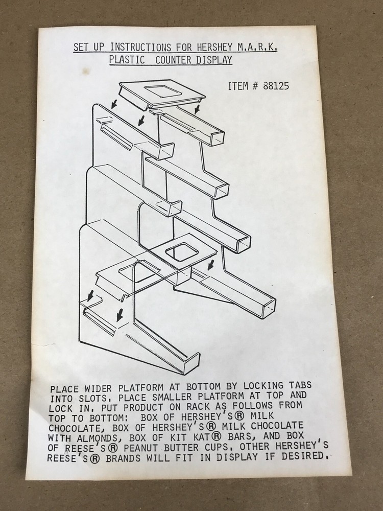 Hershey's Reese's Candy Plastic Countertop Display Stand Rack Shelf