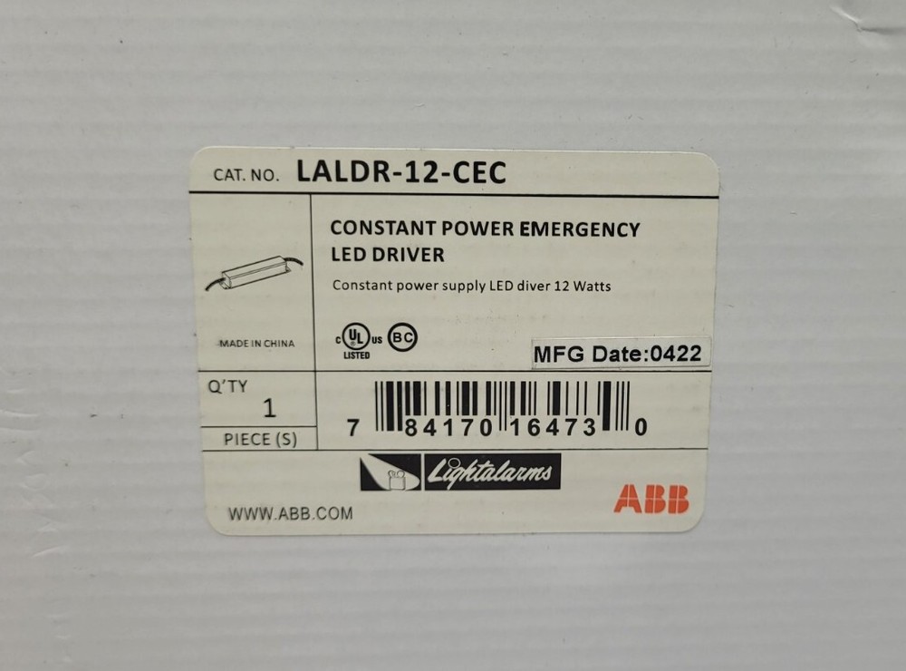 ABB LALDR-12-CEC Constant Power Emergency LED Driver