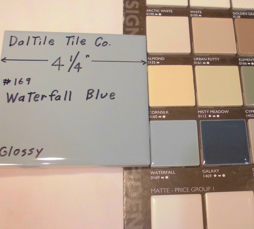 1 pc. Waterfall Blue: Glossy Ceramic Tile by Daltile Co. 4-1/4" Light Blue, NEW