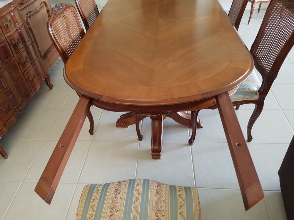 Antique French Dining Table set with 8 chairs