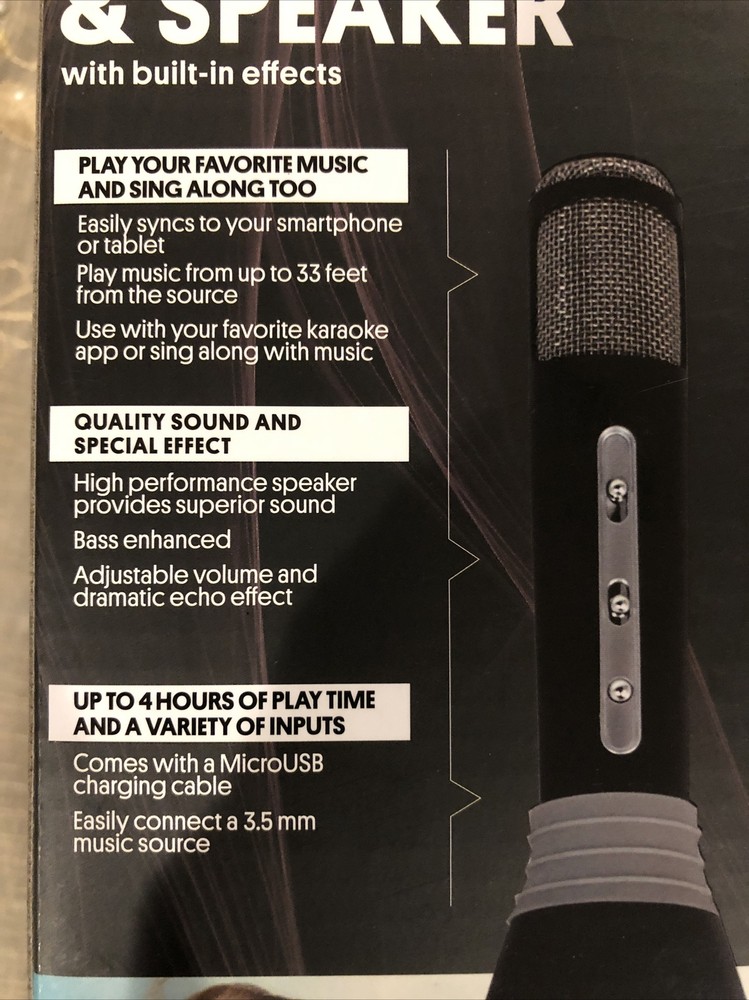 Billboard Bluetooth Wireless Karaoke Mic And Speaker With 33 Ft Range Retail $20