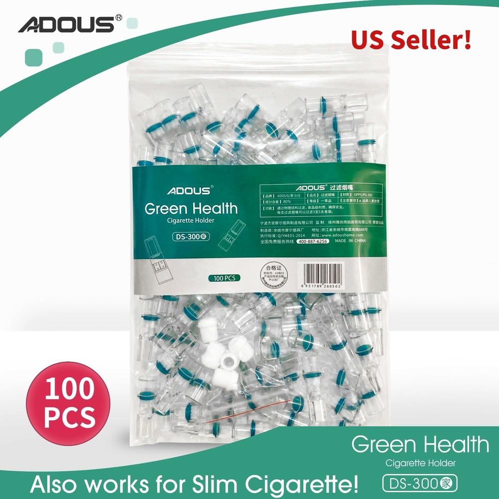 Adous 200 Pcs Tobacco Cigarette Filter Bulk Holder Tar With Slim Convert 2-Pack