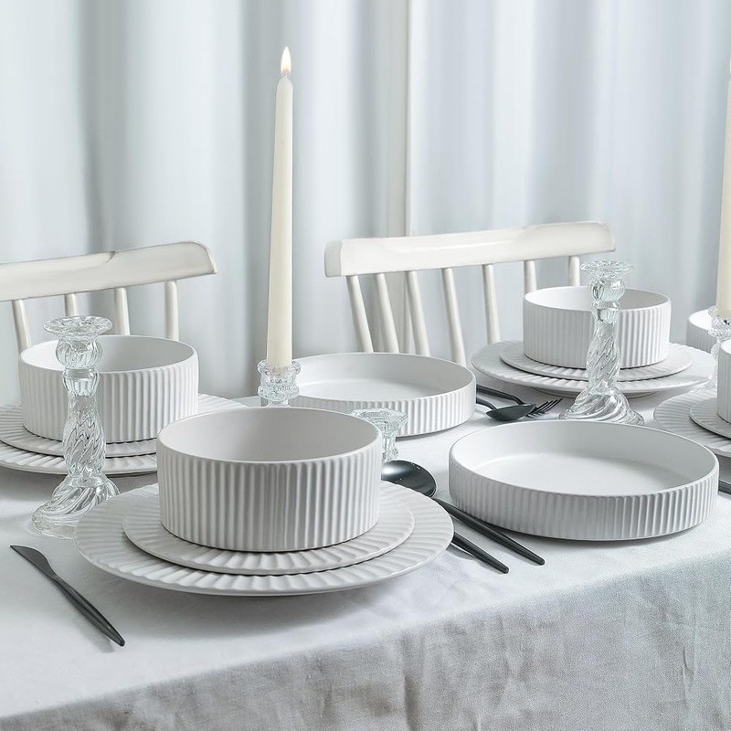 Mid Century Modern 16 Piece Dinnerware Set Stylish Tableware All Occasions New