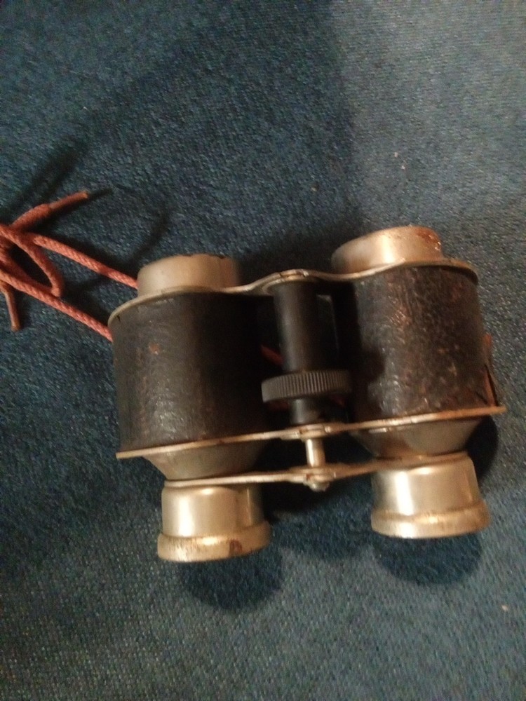 Antique Tin/ Leather Binoculars Made In Japan