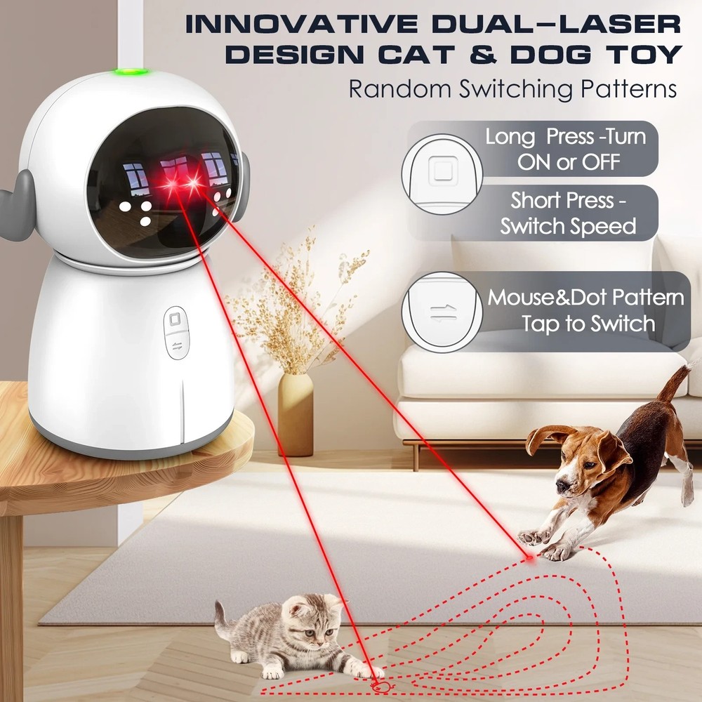 Automatic Cat Laser Toy Rechargeable,Motion Activated Dual Beams.Interactive Toy