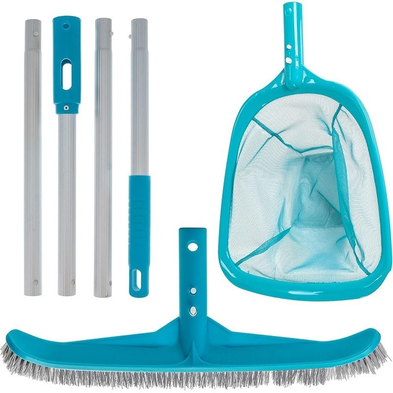 Pool Maintenance Kit Skimmer Brush Adjustable Telescopic Pole Spa Cleaning Tools