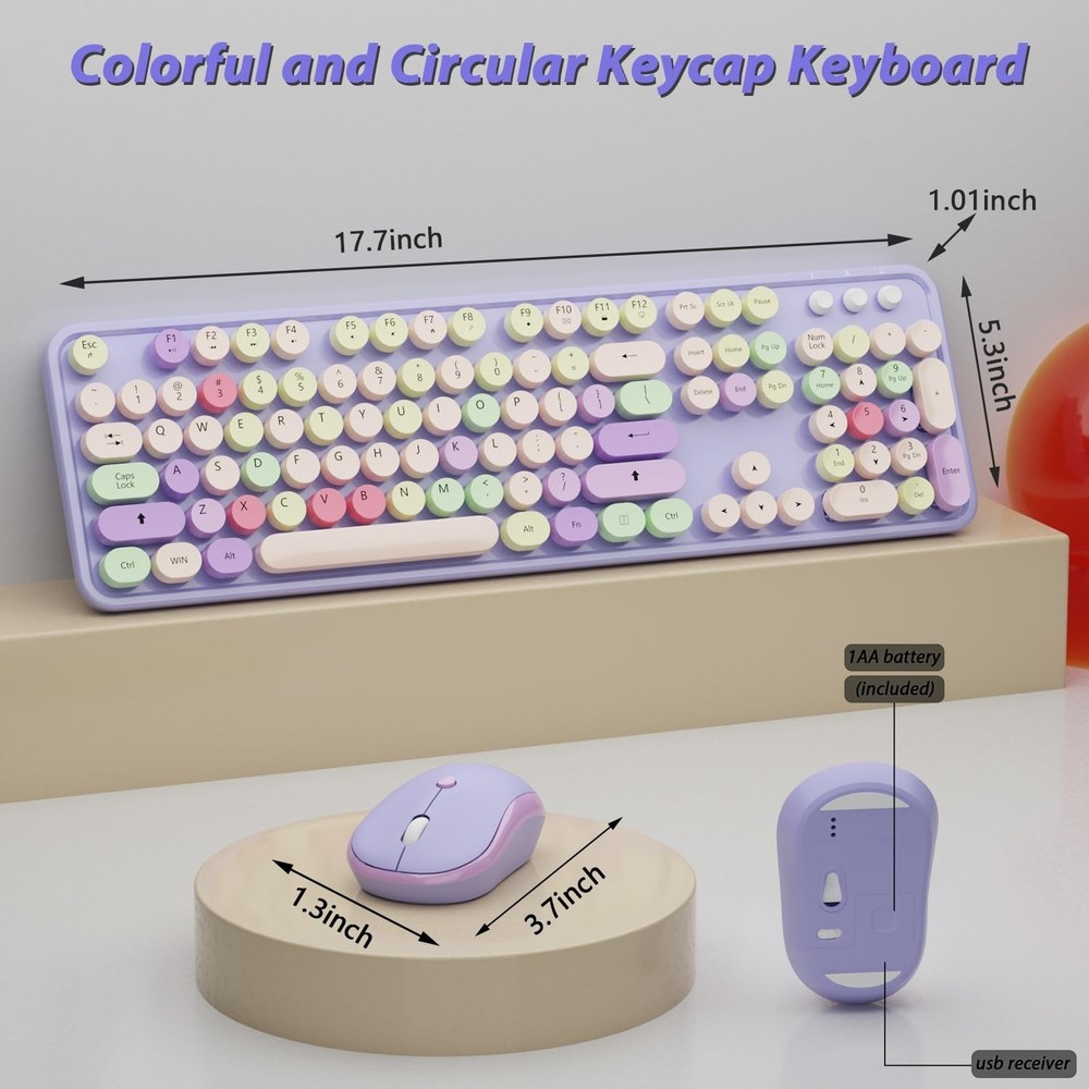 Wireless Typewriter Keyboard and Mouse - Wireless Keyboard with Silent Mouse,...