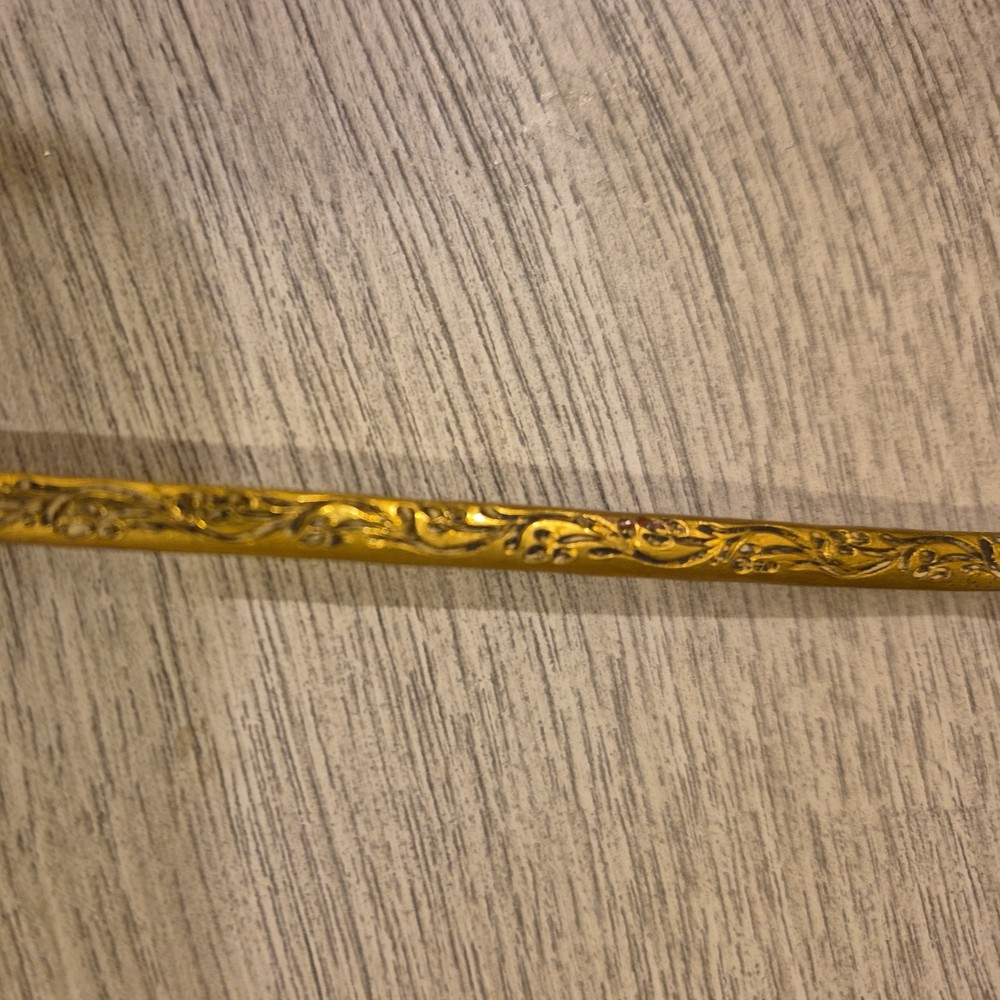 Antique French Brass Champleve Enamel Spoon 8"