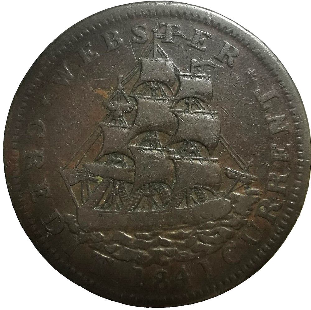 1841 US Hard Times Token - Van Buren / Webster Ship Token HT-20