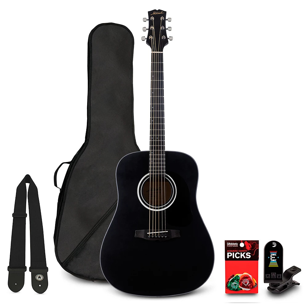 Mitchell Launch D100 Dreadnought Acoustic Guitar Pack Black