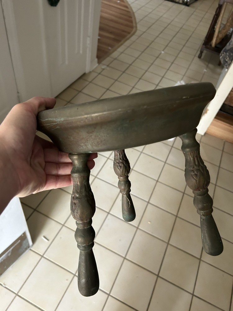 Indian Brass Three Legged Foot Stool Warmer