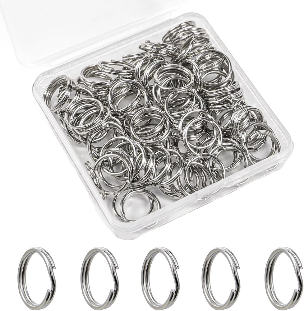 1/2'' 100PCS Small Split Key Rings for Keychains, Double Loops Metal Mini Key Ri