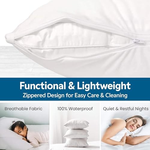 Jersey Knitted Pillow Protector with Zipper Size - Pack Standard 4 1 - White