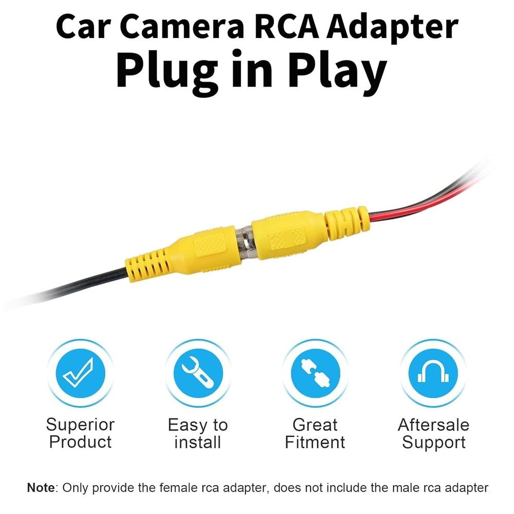 Plug & Play 10 Pin RCA Cable for Backup Camera - Perfect for Android Stereos