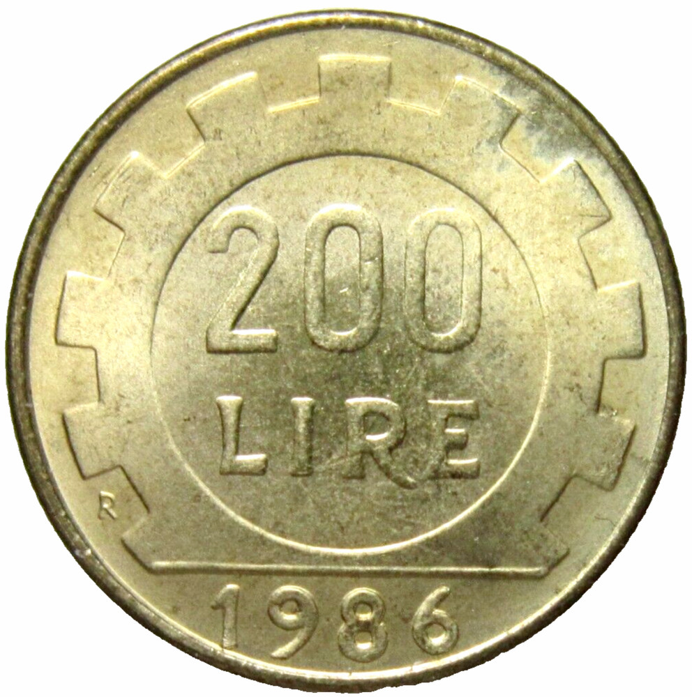 ITALY. 200 LIRE, 1986. UNCIRCULATED.
