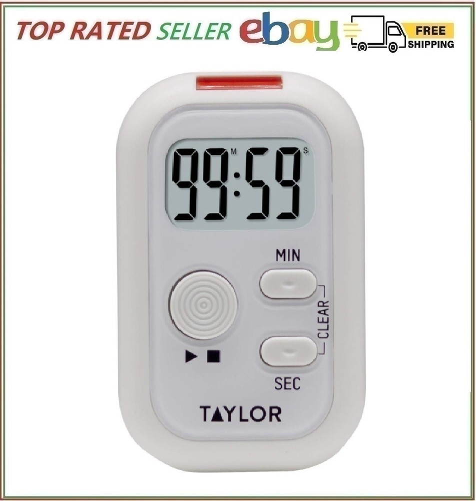 Taylor Multi-Alert (Sound, Light, Vibration) Digital Timer, Standard, White