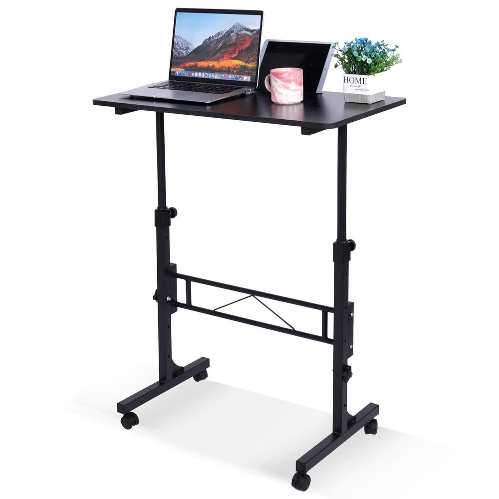 Standing Desk Adjustable Height, Mobile Stand Up Desks with Wheels Small Comp...