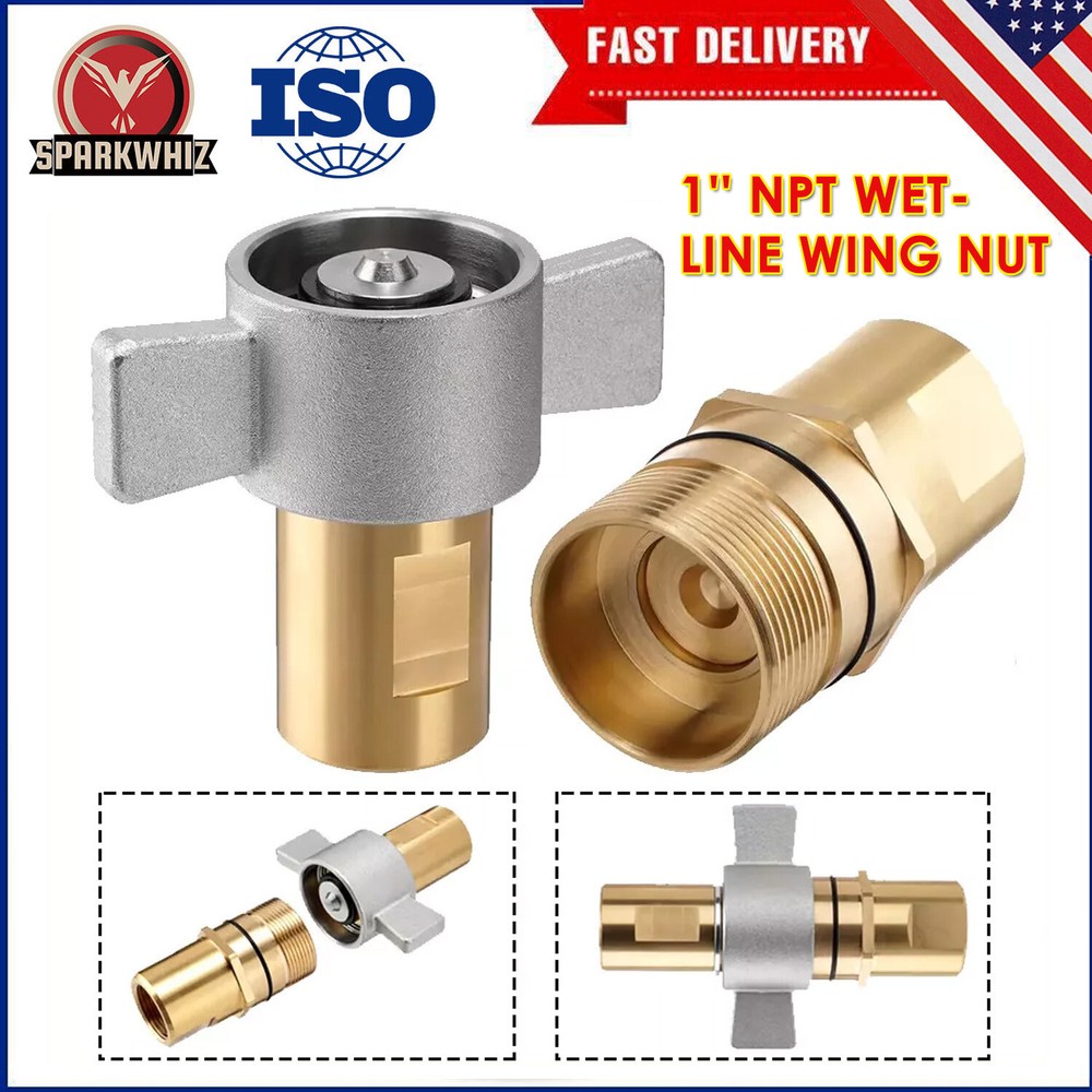1" NPT Wet-Line Wing Nut Hydraulic Quick Disconnect Coupler / Coupling Set NEW