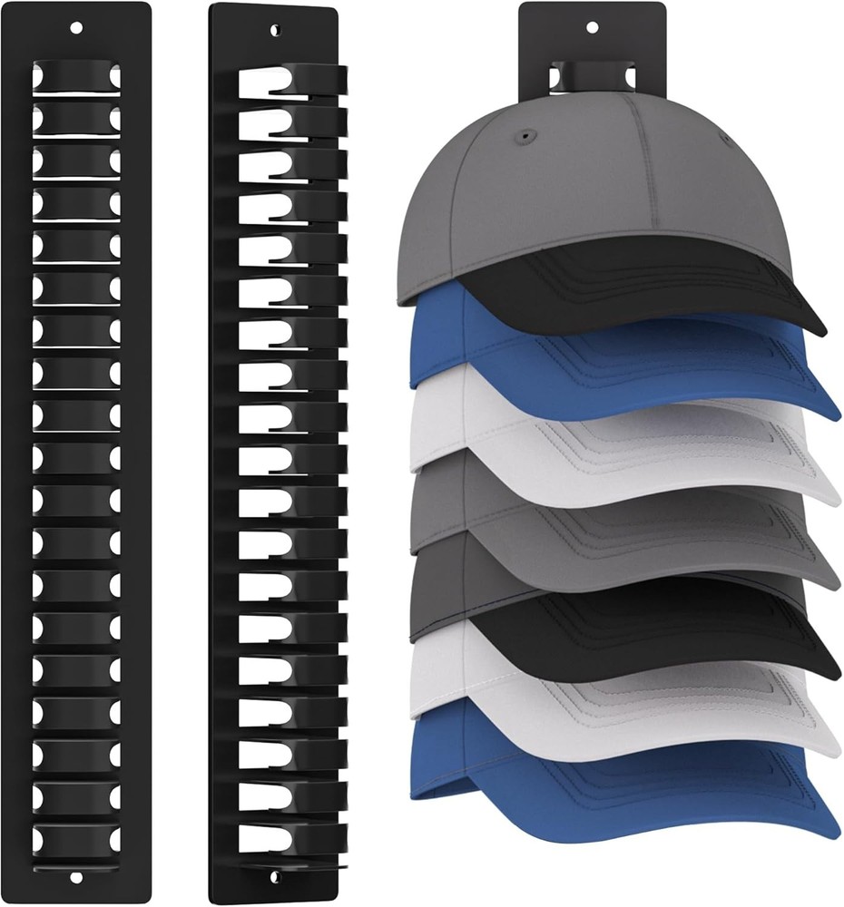 Hat Organizer - Holds 38 Caps with Easy Installation Options - 2-Pack