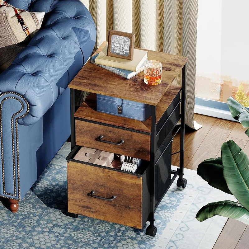 Rolling File Cabinet Office Storage W/ Open Shelves & Drawer Organizer New
