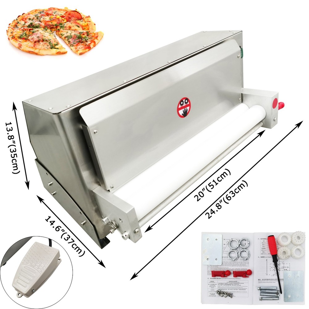 110V Electric Pizza Dough Roller Sheeter Pastry Press Making Machine 4"-19" 450W