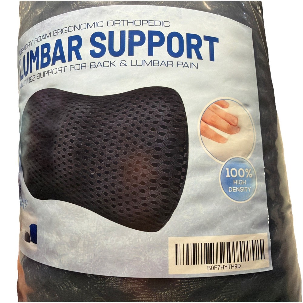 Mullow Memory Foam Ergonomic Orthopedic Lumbar Support Cushion Black Multi-Pose
