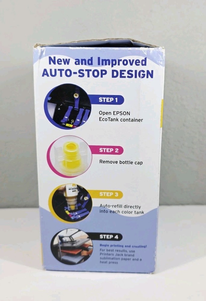 Printers Jack Sublimation Ink Auto Refilled bottles work with Epson Ecotank
