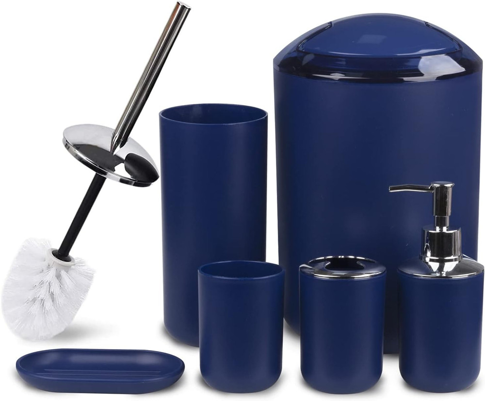 Bathroom Accessories Set 6 Piece Bath Ensemble Includes Soap Dispenser, Toothbru