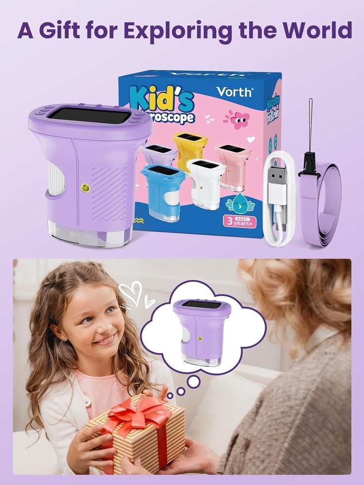 Handheld 1000X Microscope for Kids - Educational Fun with 2.4 Inch Screen