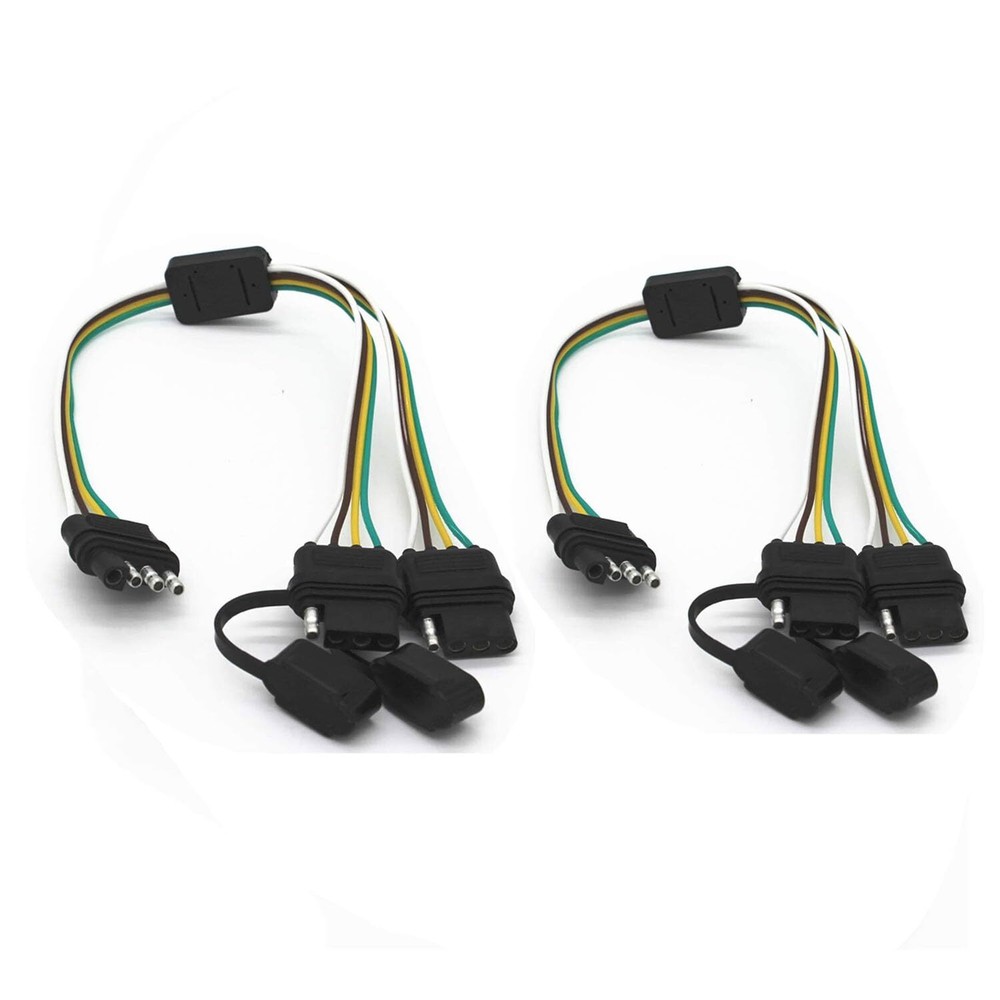 2PCS 4 Way Y-Splitter Plug Wiring Plug 4 Pin Connectors for Tailgate Light Bar