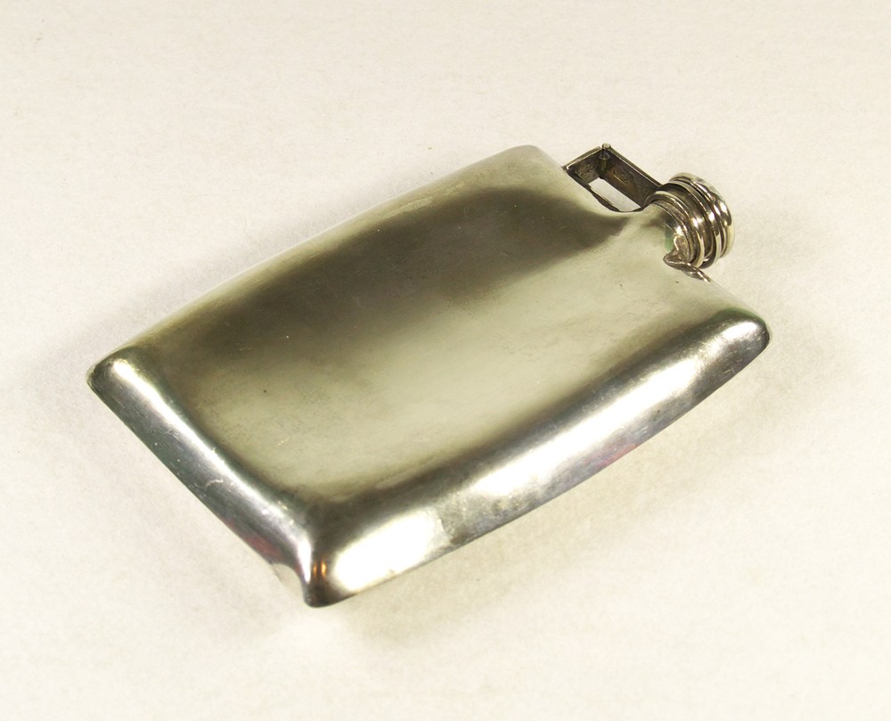 Japanese Solid Silver Flask Signed