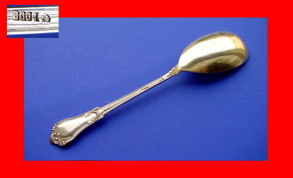 Pair, 2 Empire Serving Spoons/ Cream Spoons, 800 Silver A474