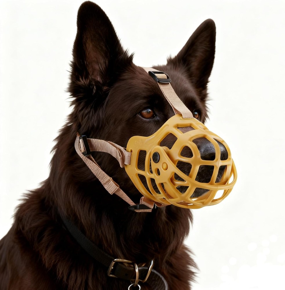 Dog Muzzle Adjustable Dog Basket Muzzle W/ Movable Cover to Prevent Biting