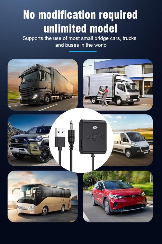 Bluetooth 5.4 AUX Car Adapter， [Enhanced Connection & Noise Small, Black
