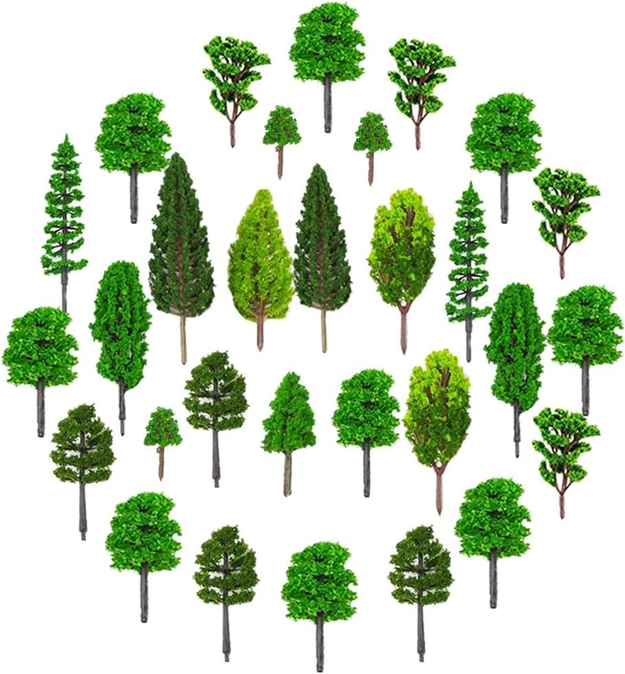 36 Pieces Model Trees 1.36-6 inch Mixed Model Tree Train Scenery Architecture