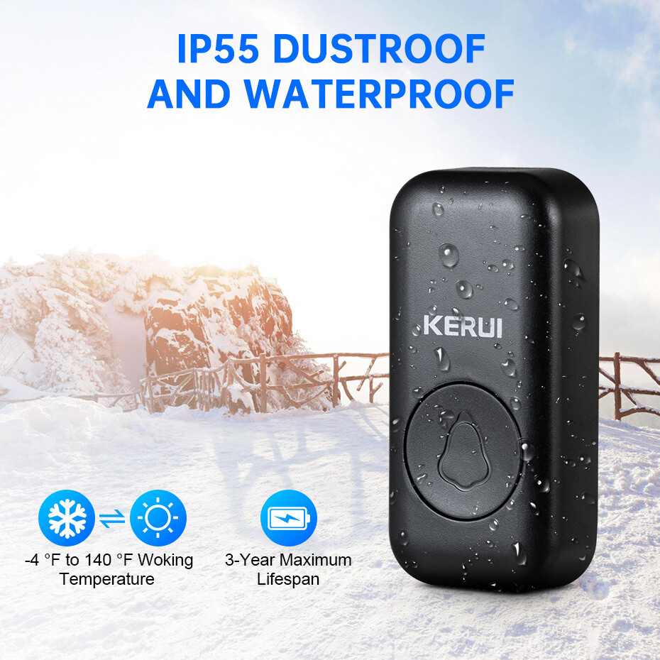 Wireless Doorbell Plug & Play Plugin Receiver Waterproof Adjustable Volume White