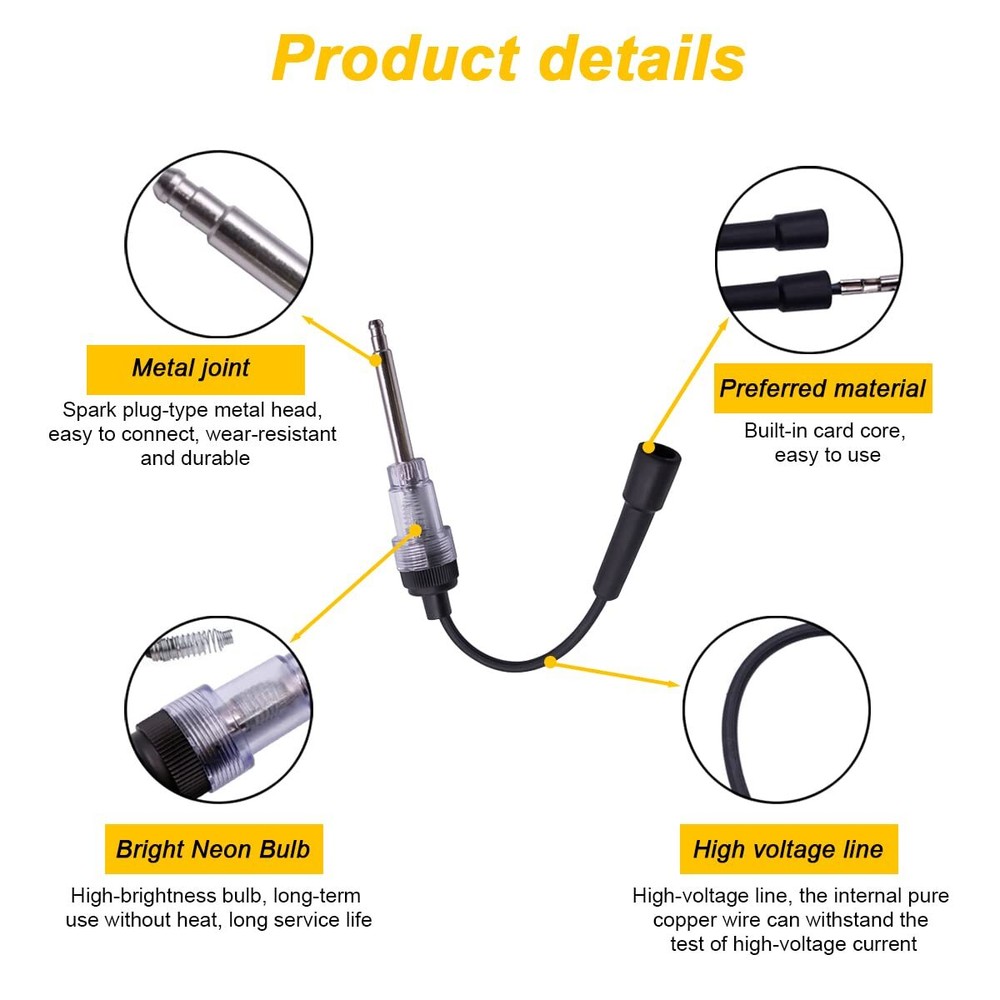 Plug Tester, Straight Boot Engine Ignition Tester Light Easy to Use, Small