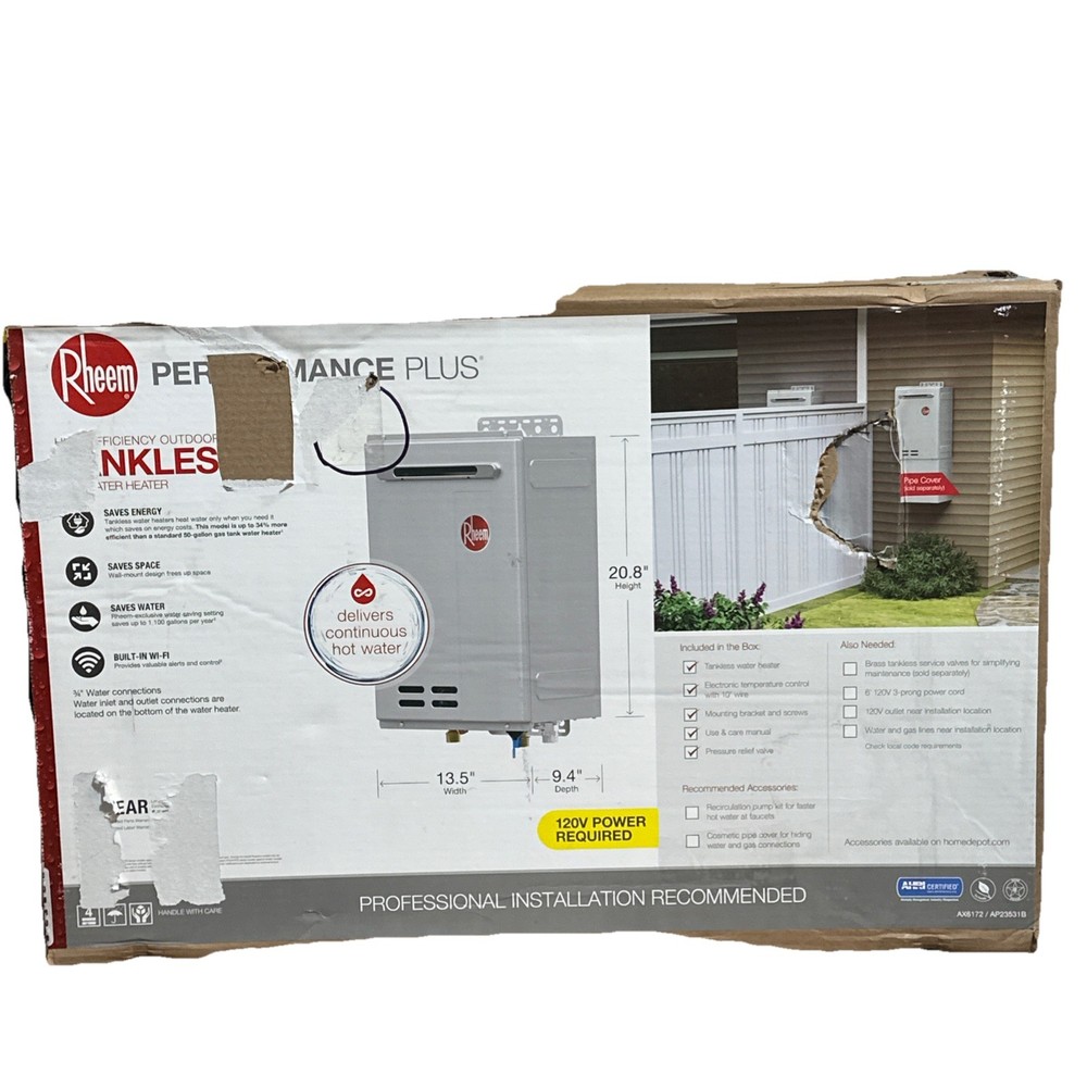 Rheem SMART Outdoor Tankless Water Heater Natural Gas 8.4 GPM ECO180XELN-3