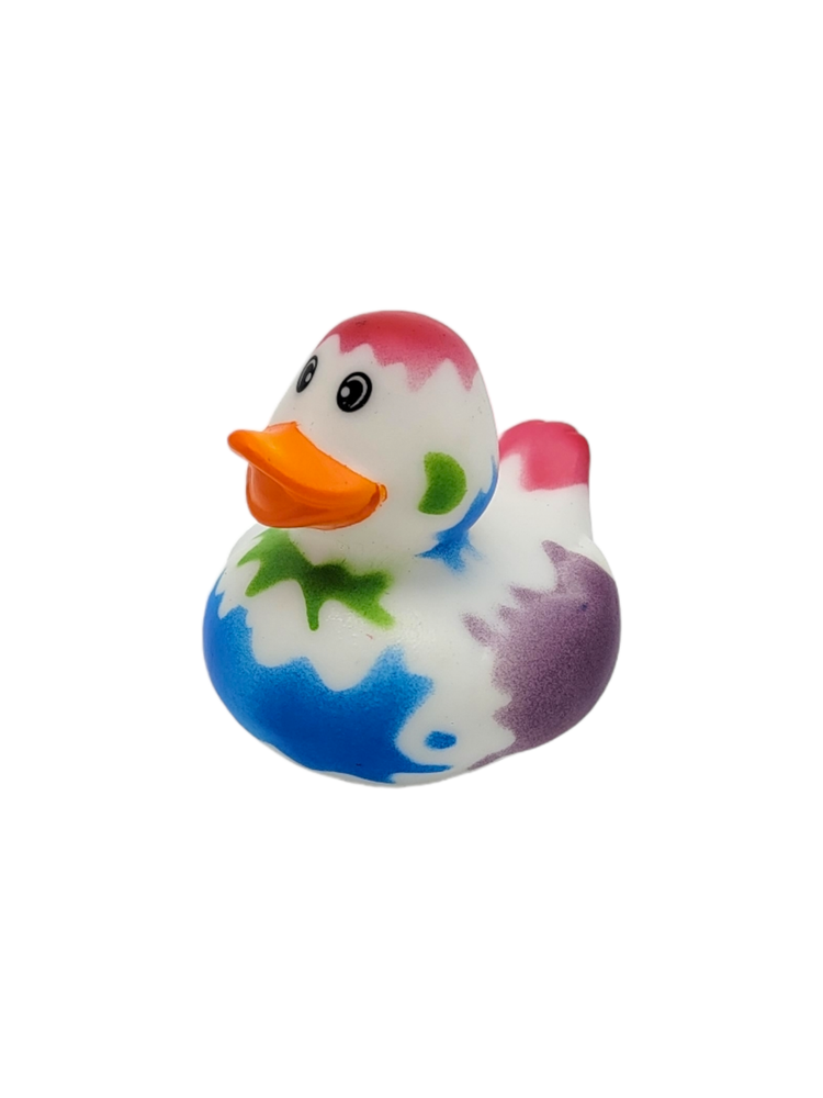 Splat Rubber Duckies (2") Standard Size. (12 Pack) Colorful Paint Splashed Duck