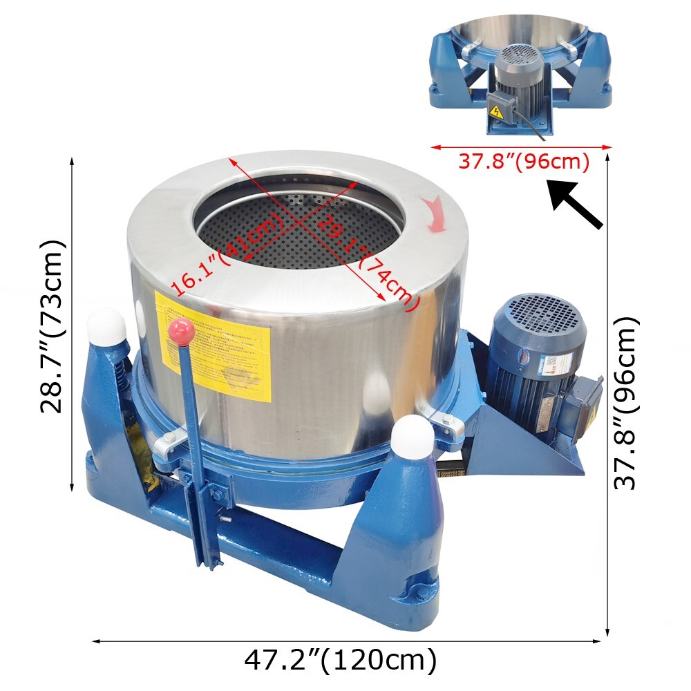 220V 3PH Industrial Dehydrator Solid-liquid Separator Centrifugal Drying Machine