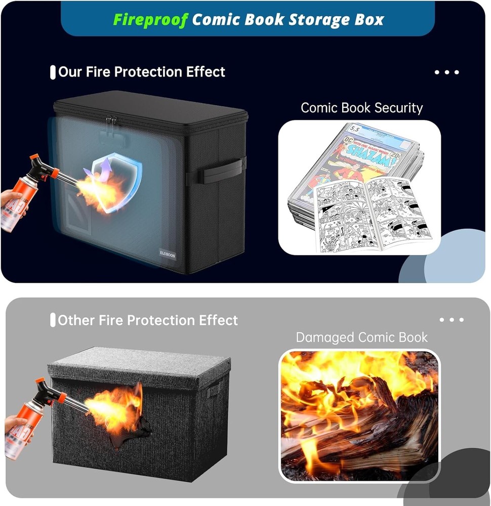 Graded Comic Book Storage for 30 Comics, Fireproof & Water-Resistant