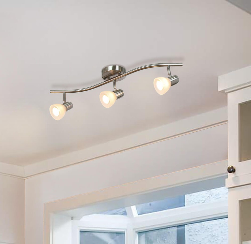 3 Light Track Lighting Modern Kitchen Ceiling Lights Brushed Nickel Track Light